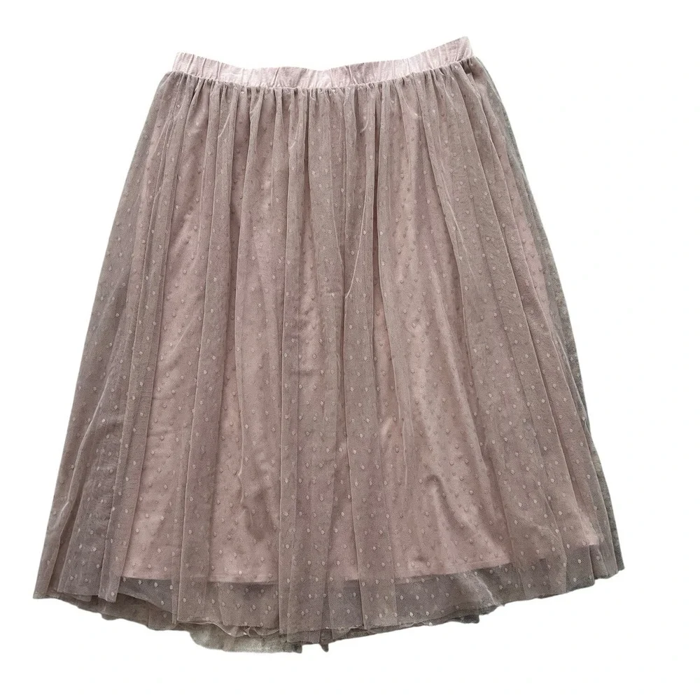 Garnet Hill Women's XL Tulle Skirt Blush‎ Pink Mesh Polka Dot Ballet Fairy - Picture 5 of 8